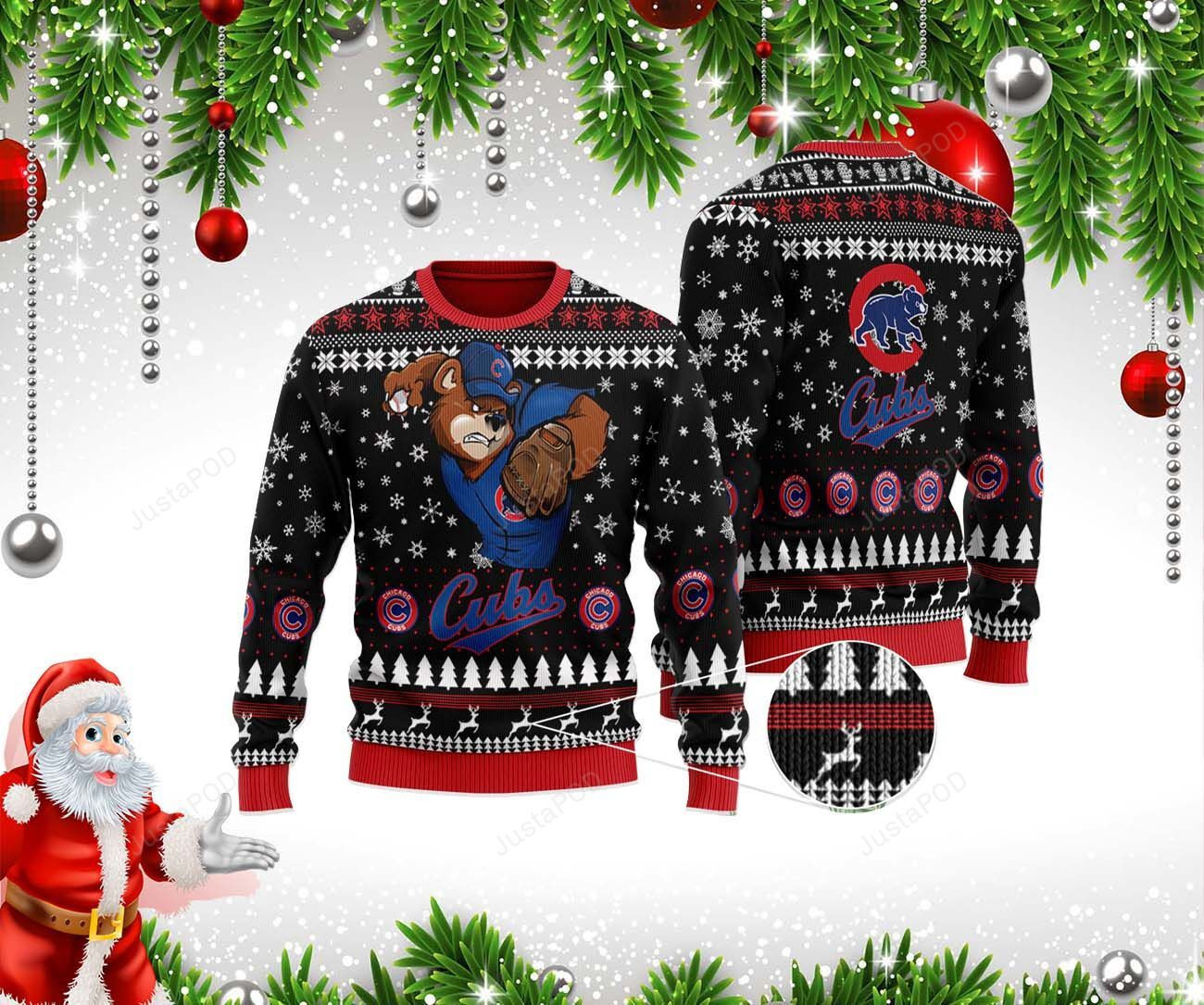 Chicago Cubs Baseball Ugly Christmas Sweater Adult 3D Funny Matching for family