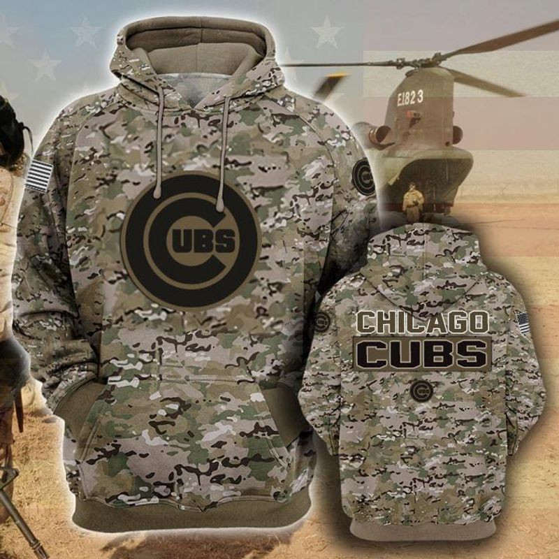 Chicago Cubs Camouflage Veteran 3D All Over Print Hoodie, Zip Hoodie