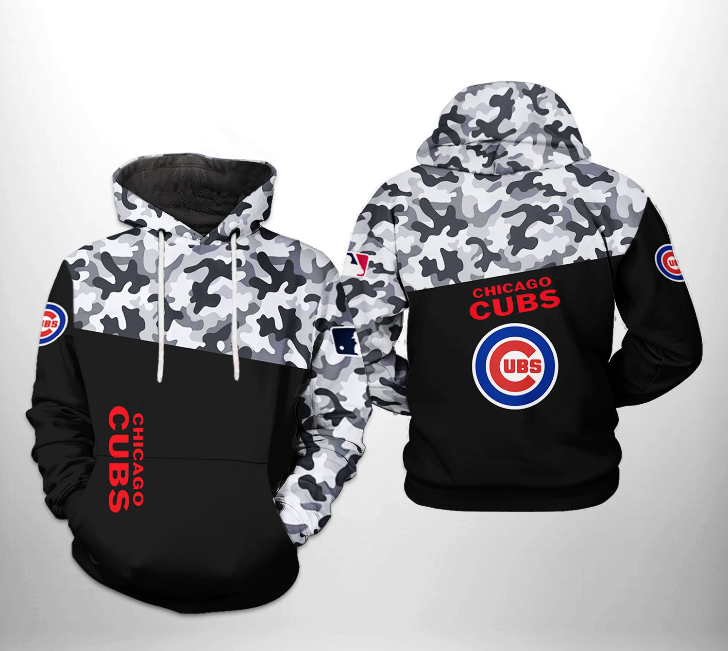 Chicago Cubs MLB Camo Veteran 3D All Over Print Hoodie, Zip Hoodie