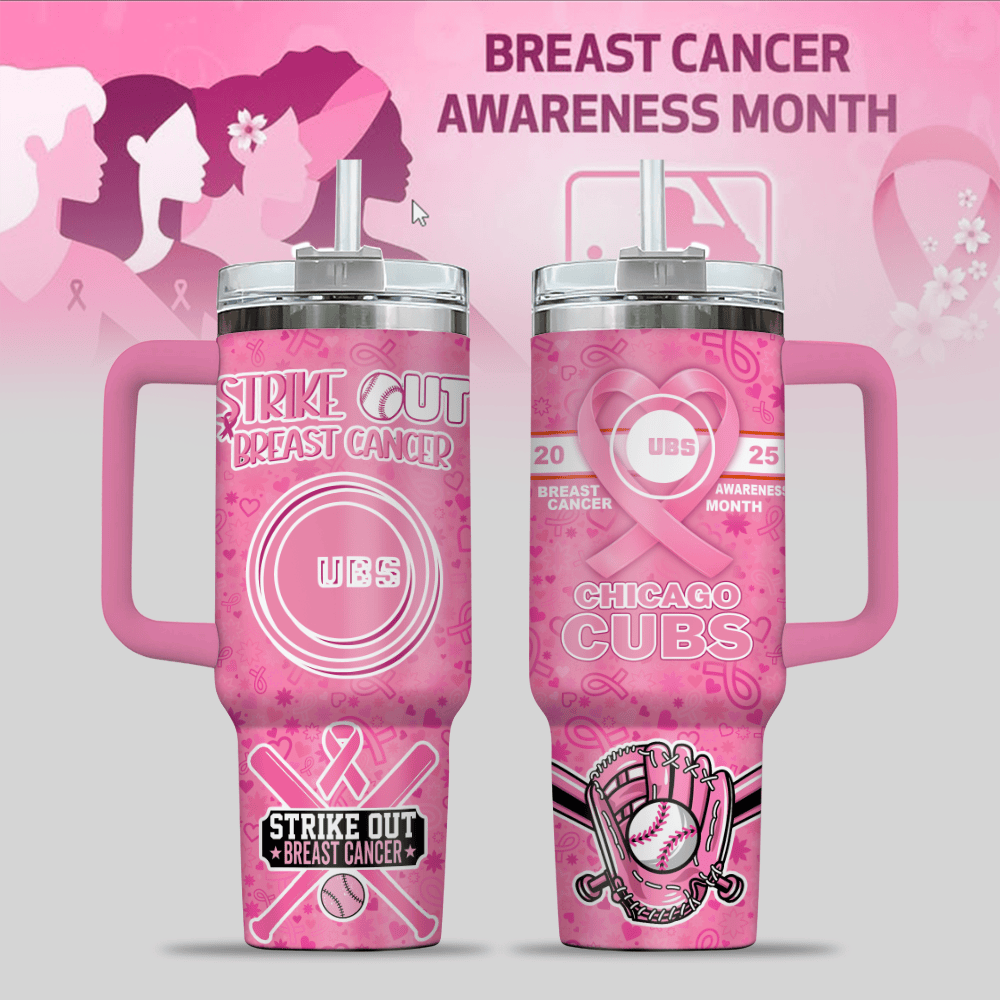 Chicago Cubs MLB x Breast Cancer Awareness Custom Stanley Cup 40 oz 30 oz Tumbler With HandleTVC2301125