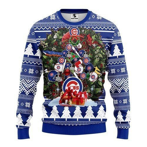 Chicago Cubs Sox Tree Christmas Ugly Christmas Sweater Adult 3D Funny Matching for family