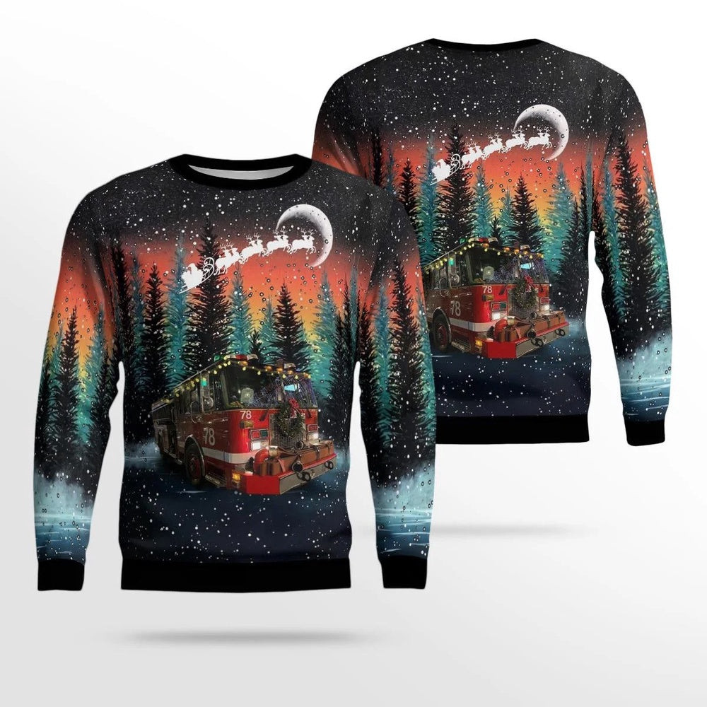 Chicago Fire Engine 78 AOP Ugly Christmas Sweater Xmas Unisex Sweater Christmas Gifts For Men Women