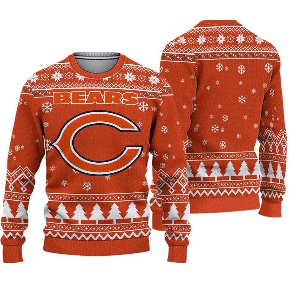 Chicago Football Ugly Christmas Sweater, Chicago Bear Ugly Christmas 3D Sweater - Image 2