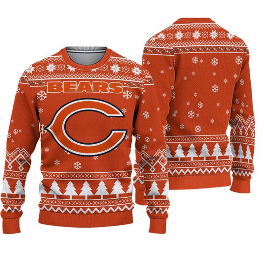 Chicago Football Ugly Christmas Sweater, Chicago Bear Ugly Christmas 3D Sweater - Image 4