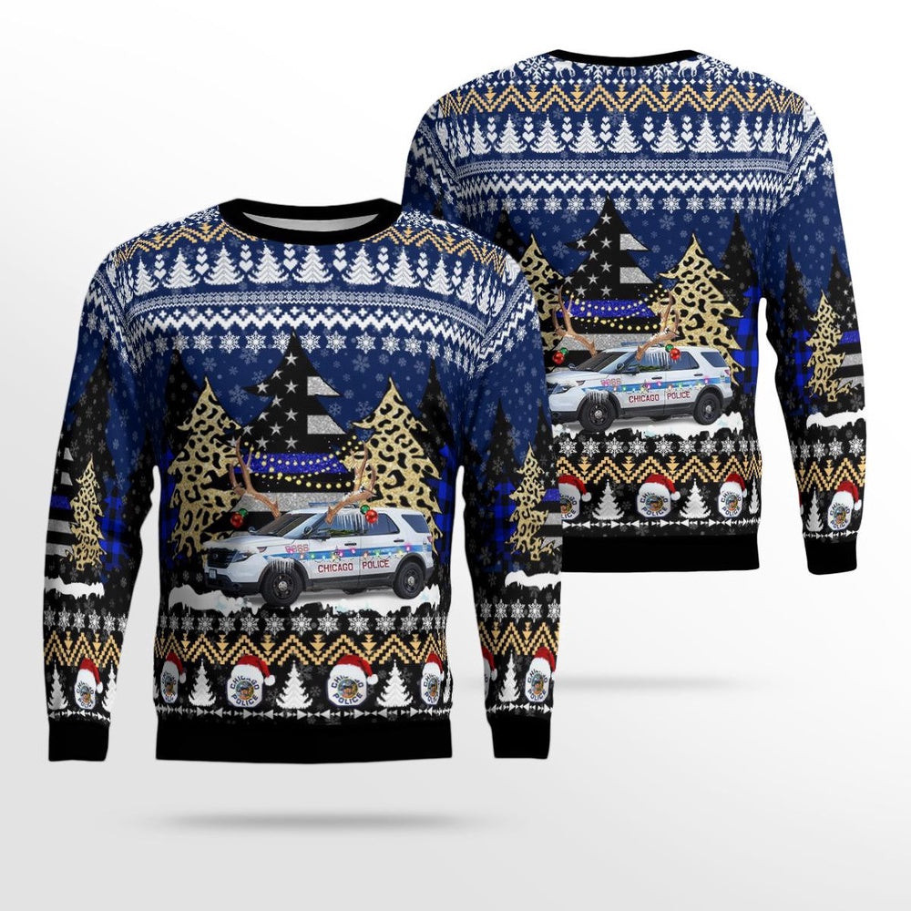 Chicago Police Department CPD Ford Interceptor Utility Christmas AOP Christmas Unisex Sweaters Gift For Christmas