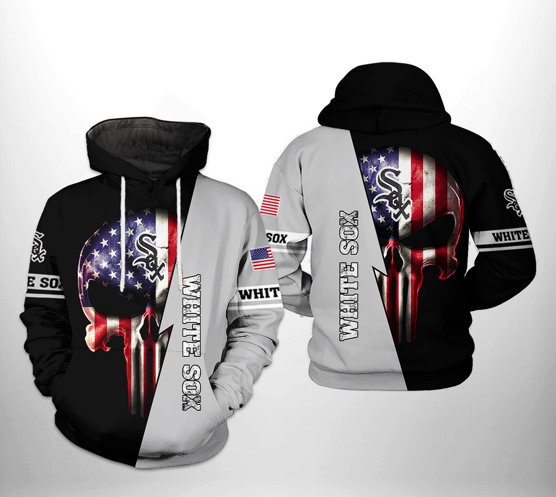 Chicago White Sox MLB US Flag Skull 3D All Over Print Hoodie, Zip Hoodie