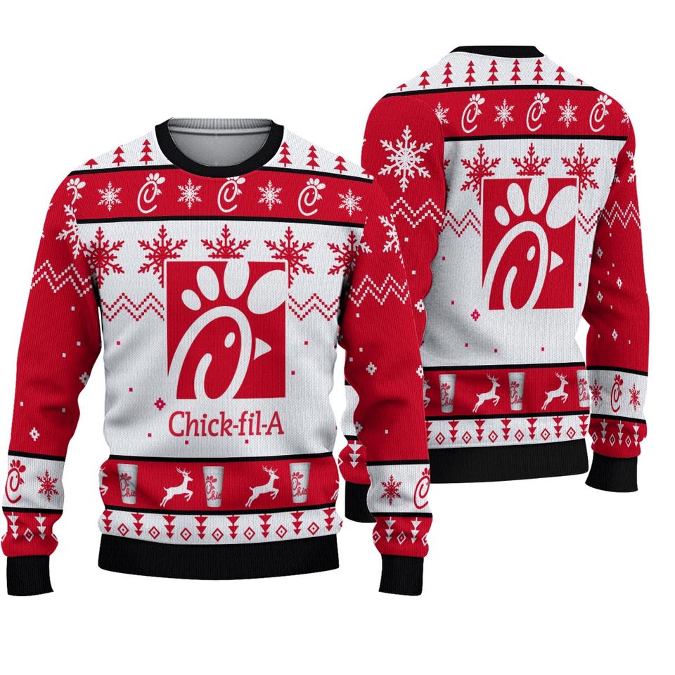 Chick fil A Ugly Knitted Christmas Sweater