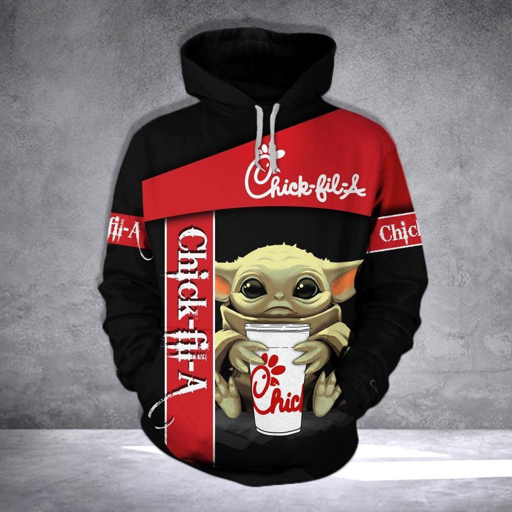 CHICK FILL A BABY YODA 3D All Over Print Hoodie, Zip Hoodie