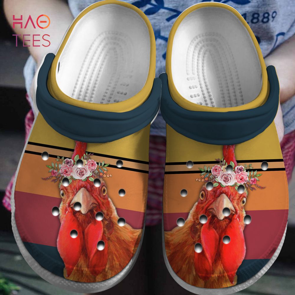 Chicken And Flower Vintage Crocs Crocband Clogs Shoes Comfortable For Men Women and Kids
