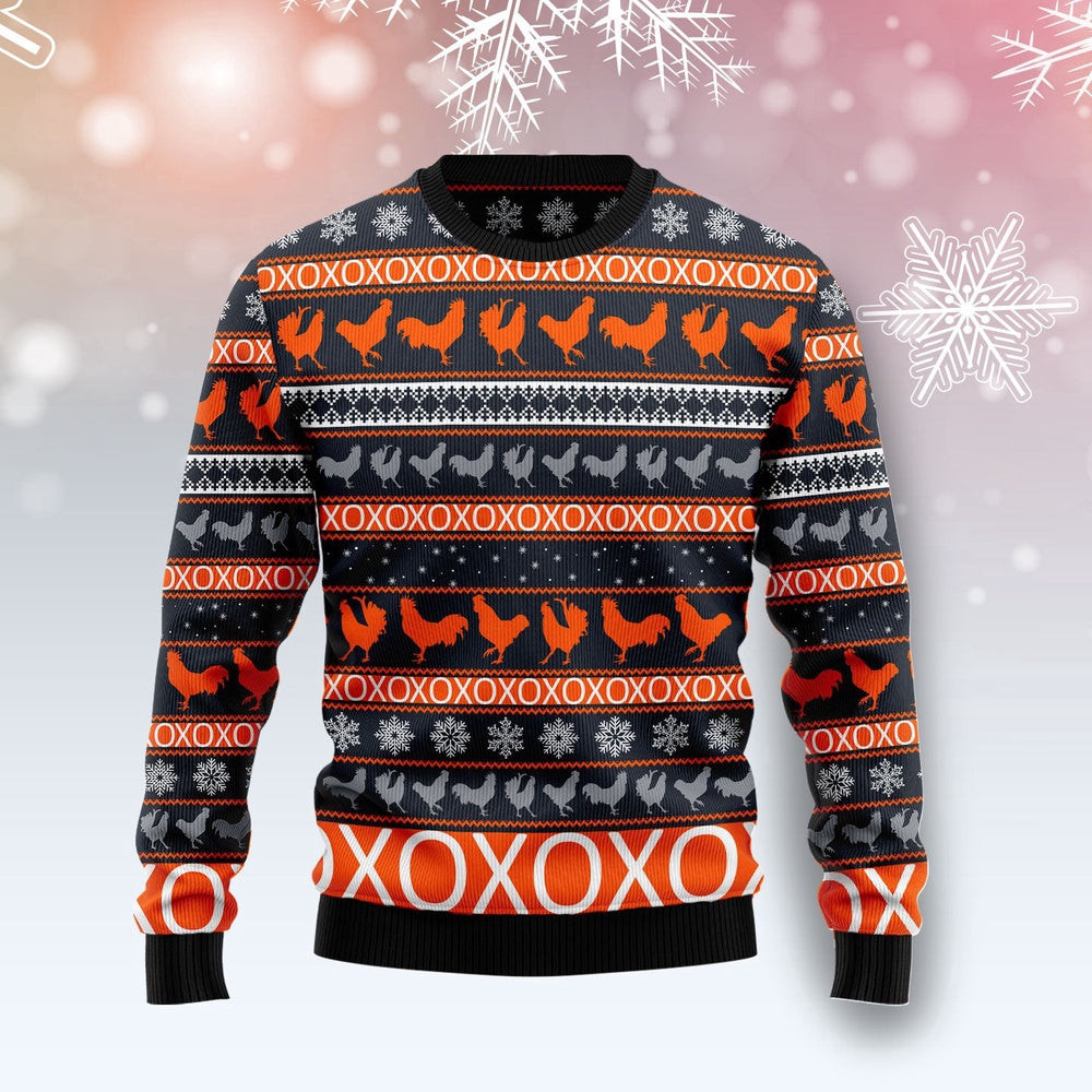 Chicken Christmas Pattern Unisex Womens Mens Couples Matching Friends Funny Family Ugly Christmas Holiday Sweater Gifts