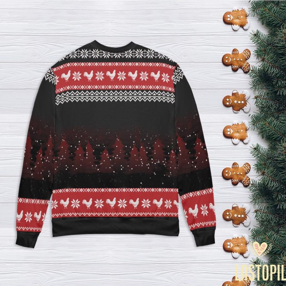 Chicken Christmas Ugly Sweater Crazy Chickens Christmas Shirt, Merry Cluckin Sweater Family Matching Shirt Chicken Mom Gift Christmas Farmer - Image 4