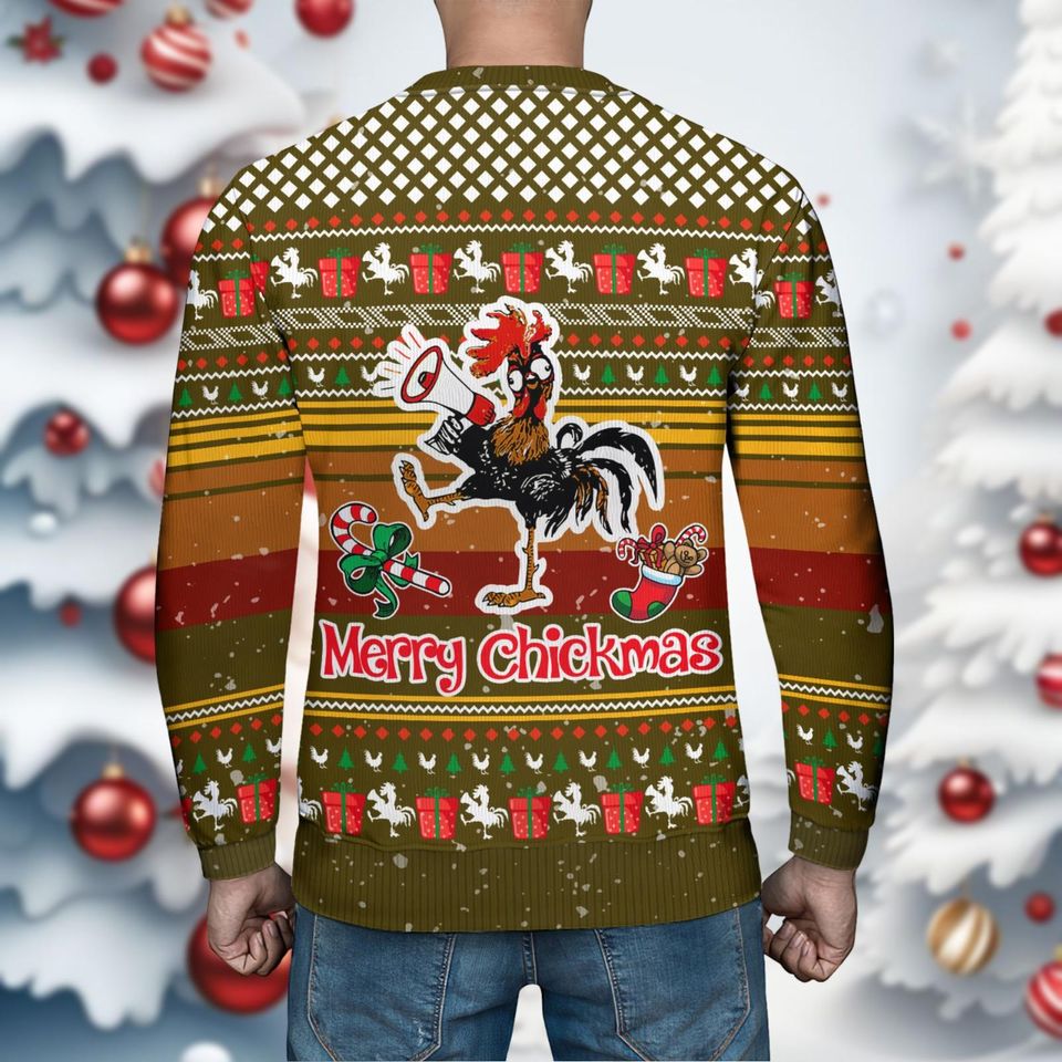 Chicken Christmas Ugly Sweater, Merry Chickmas Ugly Sweatshirt, Xmas Holiday Gift - Image 7