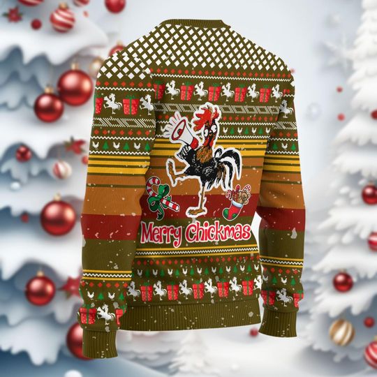 Chicken Christmas Ugly Sweater, Merry Chickmas Ugly Sweatshirt, Xmas Holiday Gift - Image 14