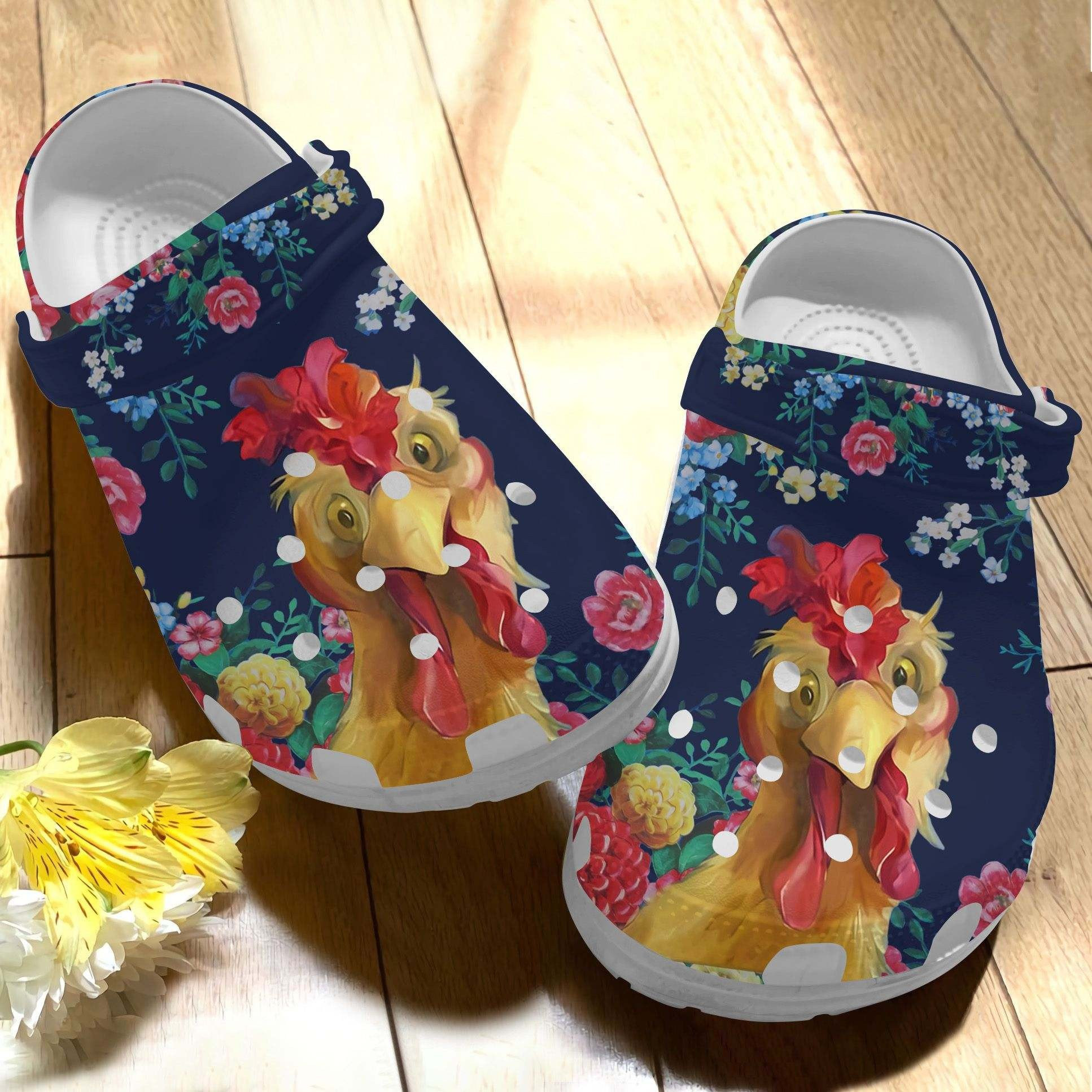Chicken Clog Floral Vintage - Chicken Collection Shoes Gift For Mother Day