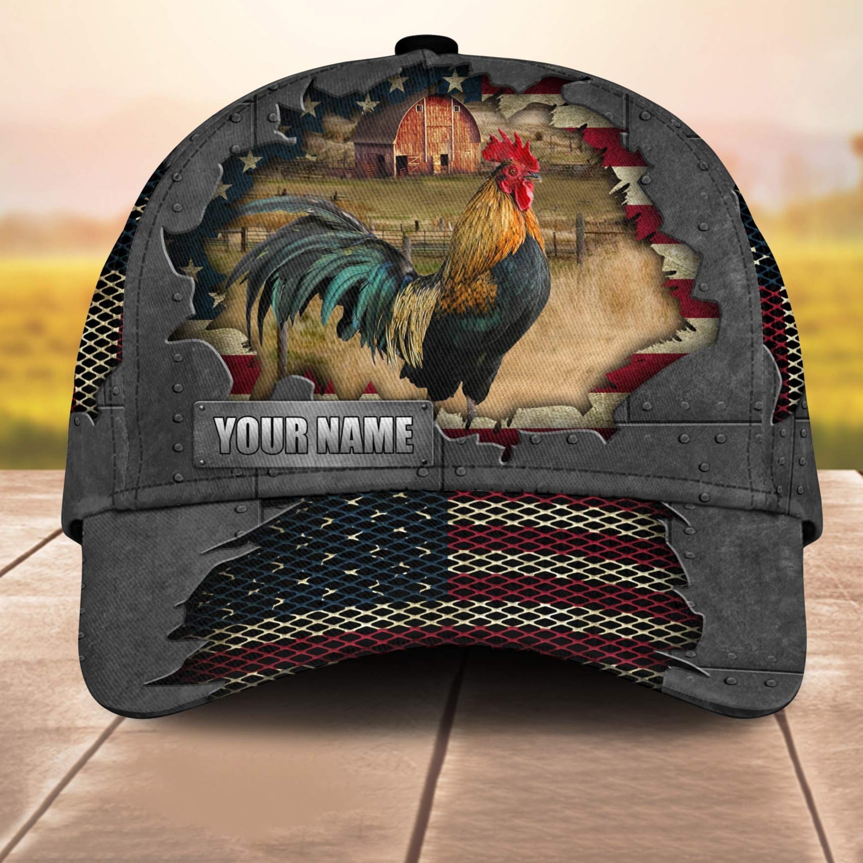 Chicken Customized Name Us Flag Net 3D Cap 3D All Over Print Baseball Cap, Cap For Farm Lovers, Animal Cap, Leather Pattern Cap Trucker Hats Custom Hats Gifts For Men & Women