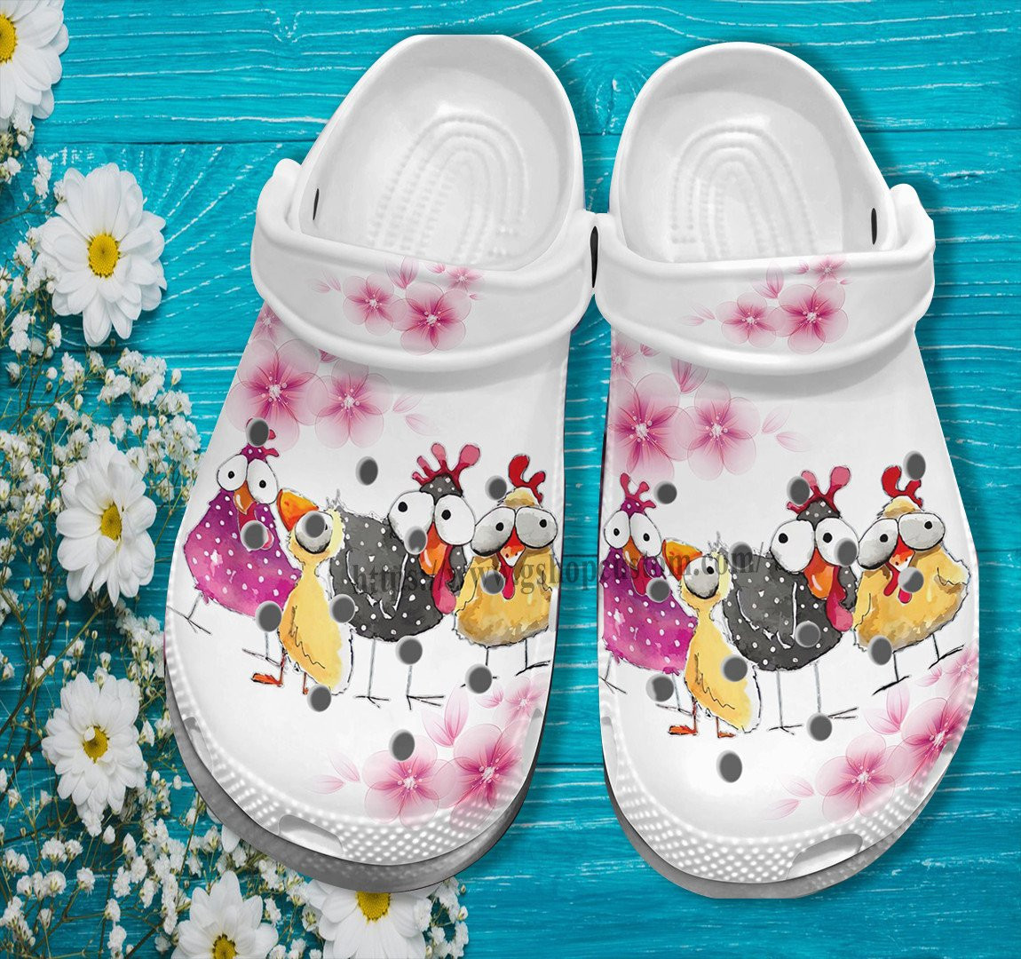 Chicken Funny Cherry Flower Shoes Gift Women Mother Day- Chicken Farm Girl Cute Shoes Croc Clogs