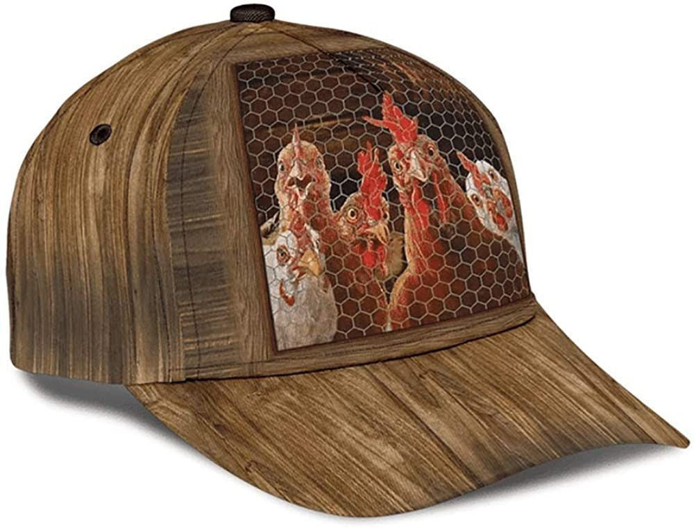 Chicken Hiding Wood 3D Printed Unisex Hat Classic Cap, Baseball Cap Trucker Hats Custom Hats Gifts For Men & Women