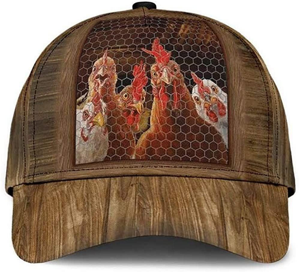 Chicken Hiding Wood 3D Printed Unisex Hat Classic Cap, Baseball Cap Trucker Hats Custom Hats Gifts For Men & Women