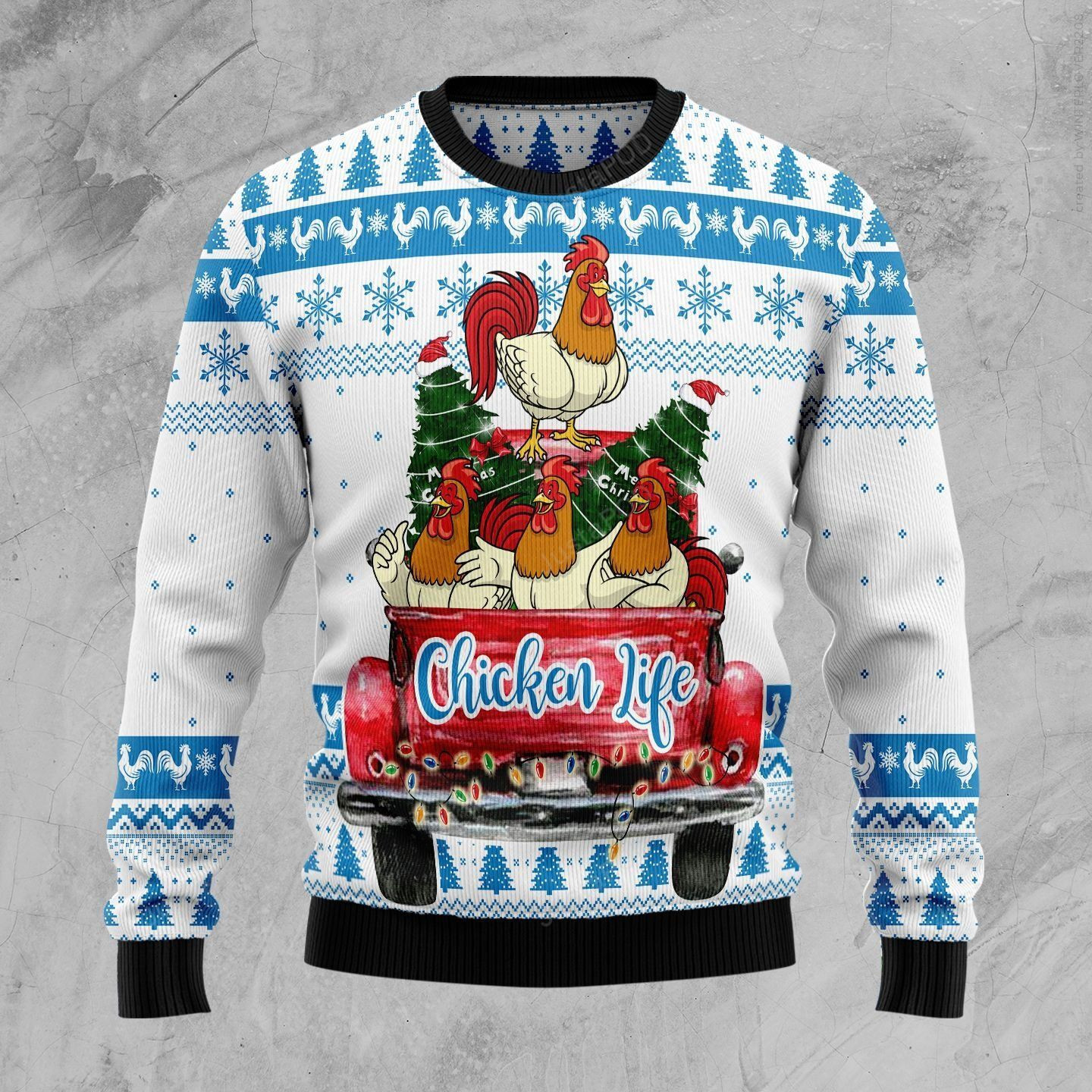 Chicken Life Ugly Christmas Sweater Adult 3D Funny Matching for family