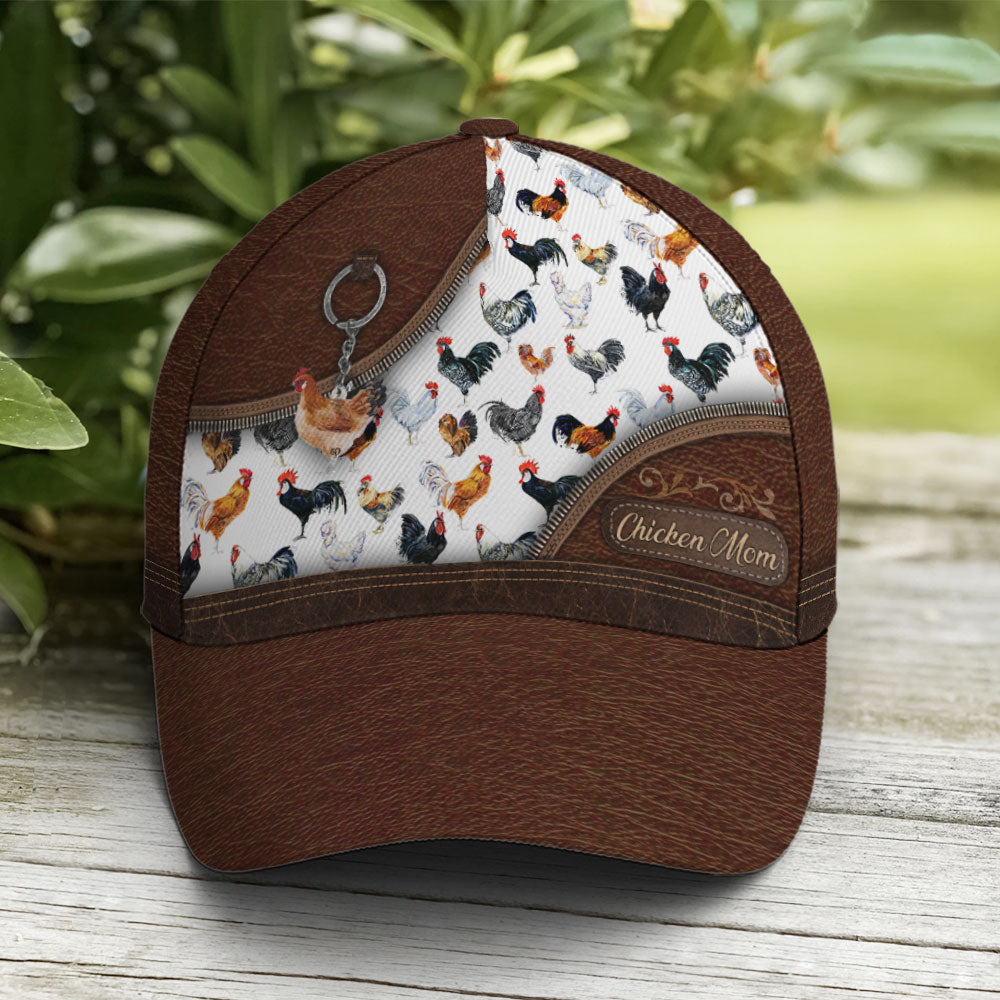 Chicken Mom Leather Baseball Cap Trucker Hats Custom Hats Gifts For Men & Women