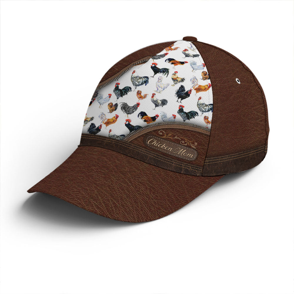 Chicken Mom Leather Baseball Cap Trucker Hats Custom Hats Gifts For Men & Women