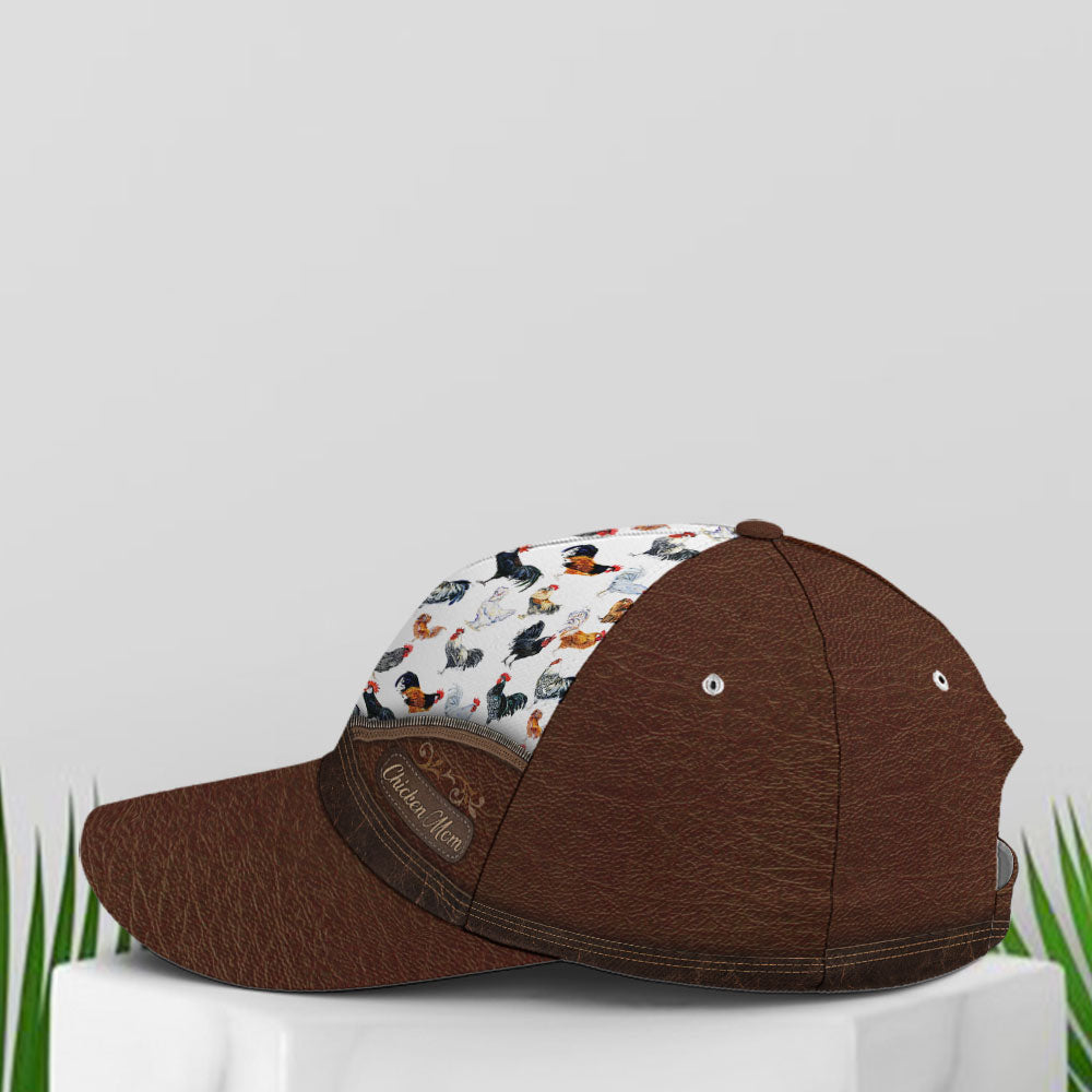 Chicken Mom Leather Baseball Cap Trucker Hats Custom Hats Gifts For Men & Women