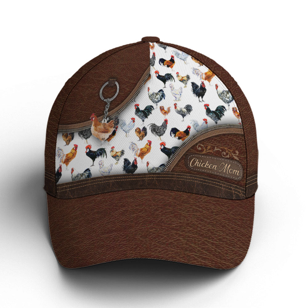 Chicken Mom Leather Baseball Cap Trucker Hats Custom Hats Gifts For Men & Women