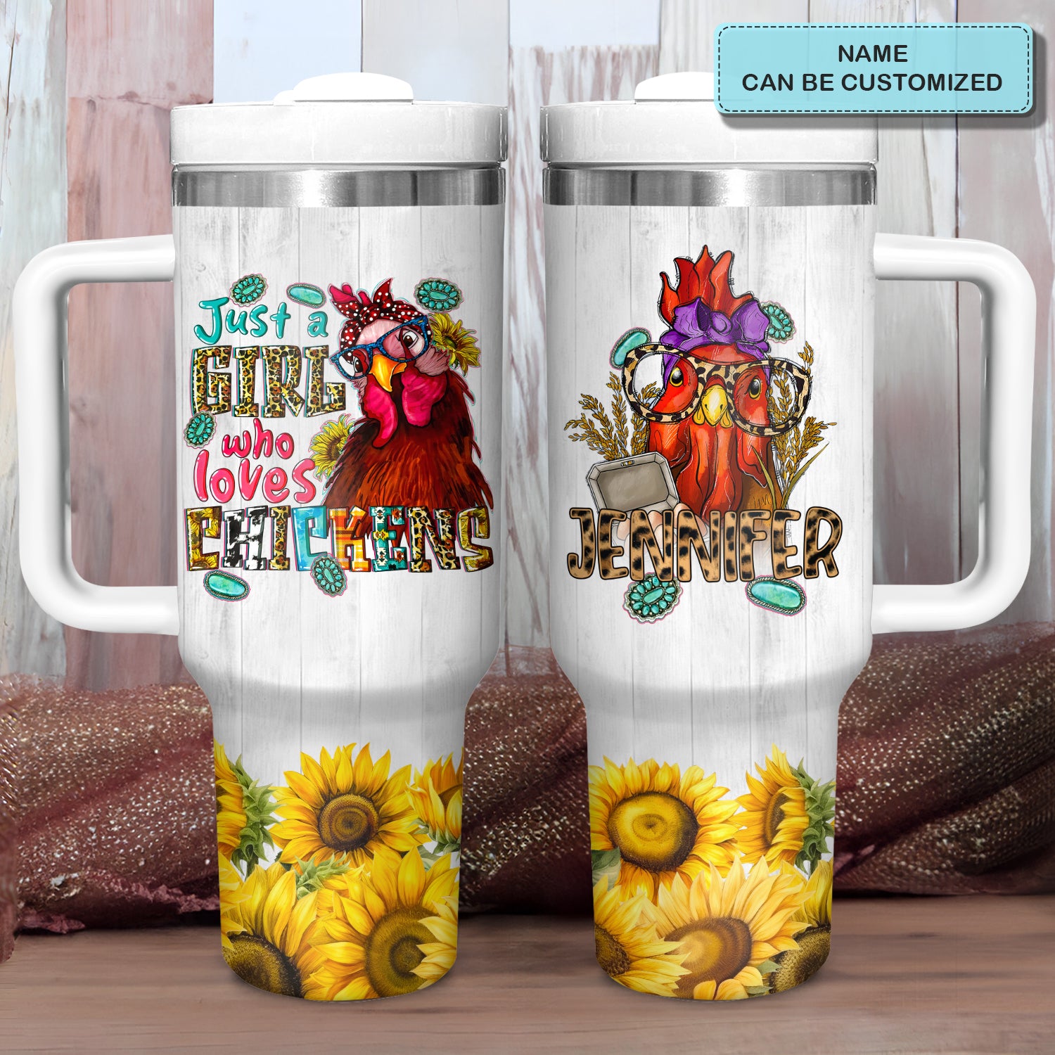 Chicken Sunflower Custom Stanley Cup 40 oz 30 oz Tumbler With HandleTVC2301724