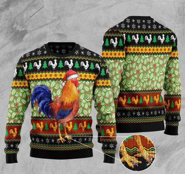 Chicken Ugly Christmas Sweater Adult 3D Funny Matching for family