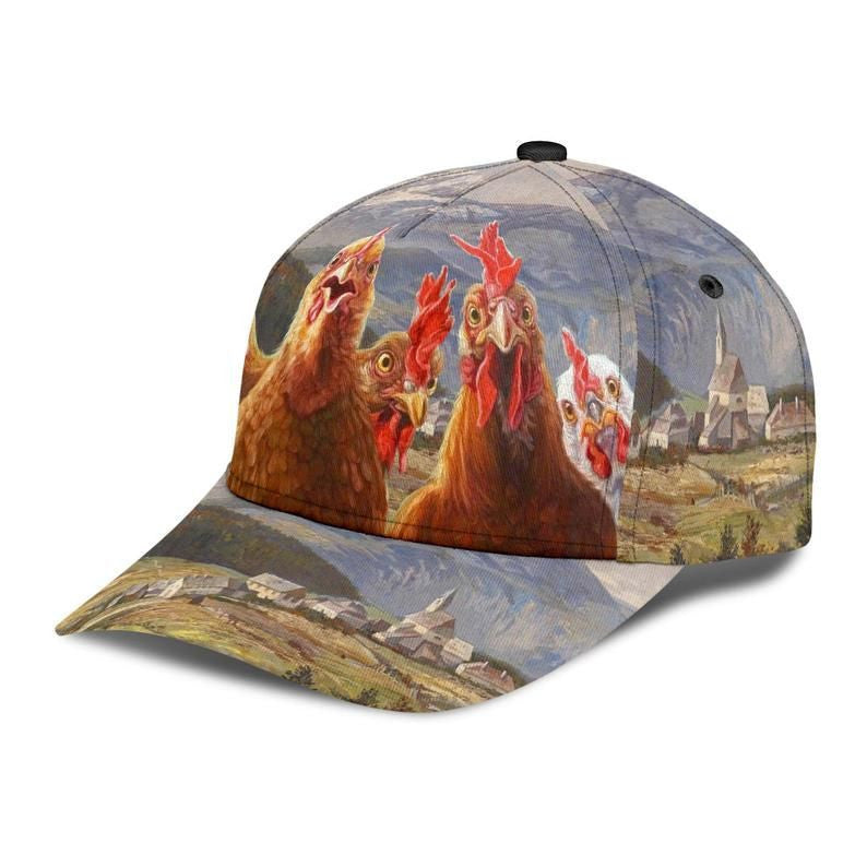 Chicken Vintage Countryside Classic Cap 3D Unisex Hat, Human Cap, Trending Cap, American Cap Trucker Hats Custom Hats Gifts For Men & Women