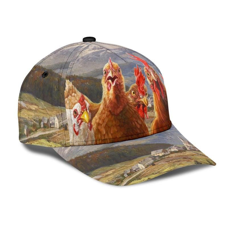 Chicken Vintage Countryside Classic Cap 3D Unisex Hat, Human Cap, Trending Cap, American Cap Trucker Hats Custom Hats Gifts For Men & Women