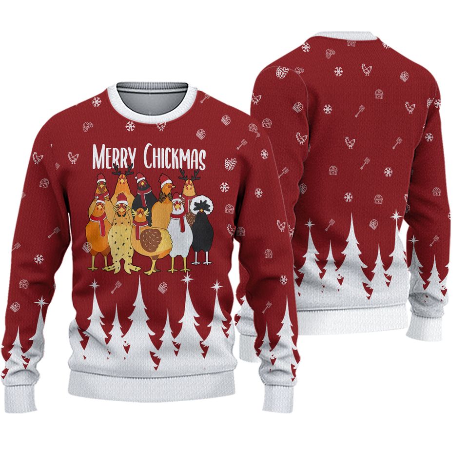 Chickens Christmas Ugly Sweater, Merry Chickmas Ugly Sweatshirt