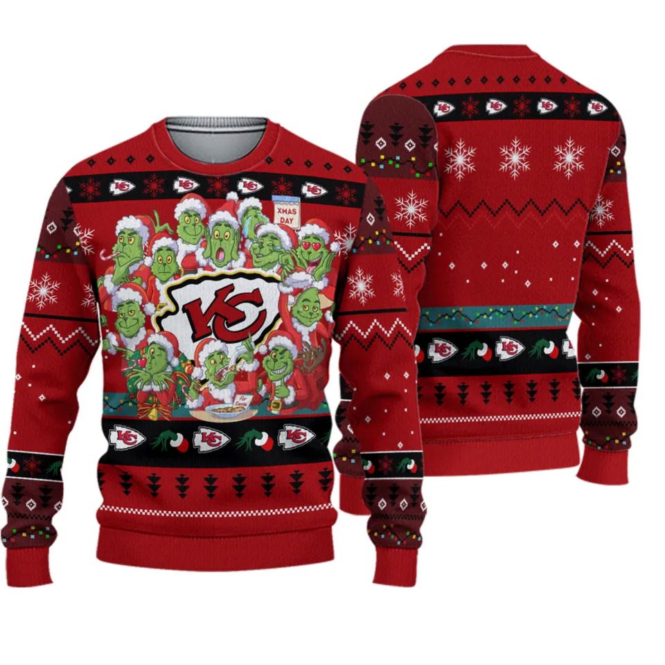 Chiefs Grin Football Christmas Ugly Sweater Sweatshirt