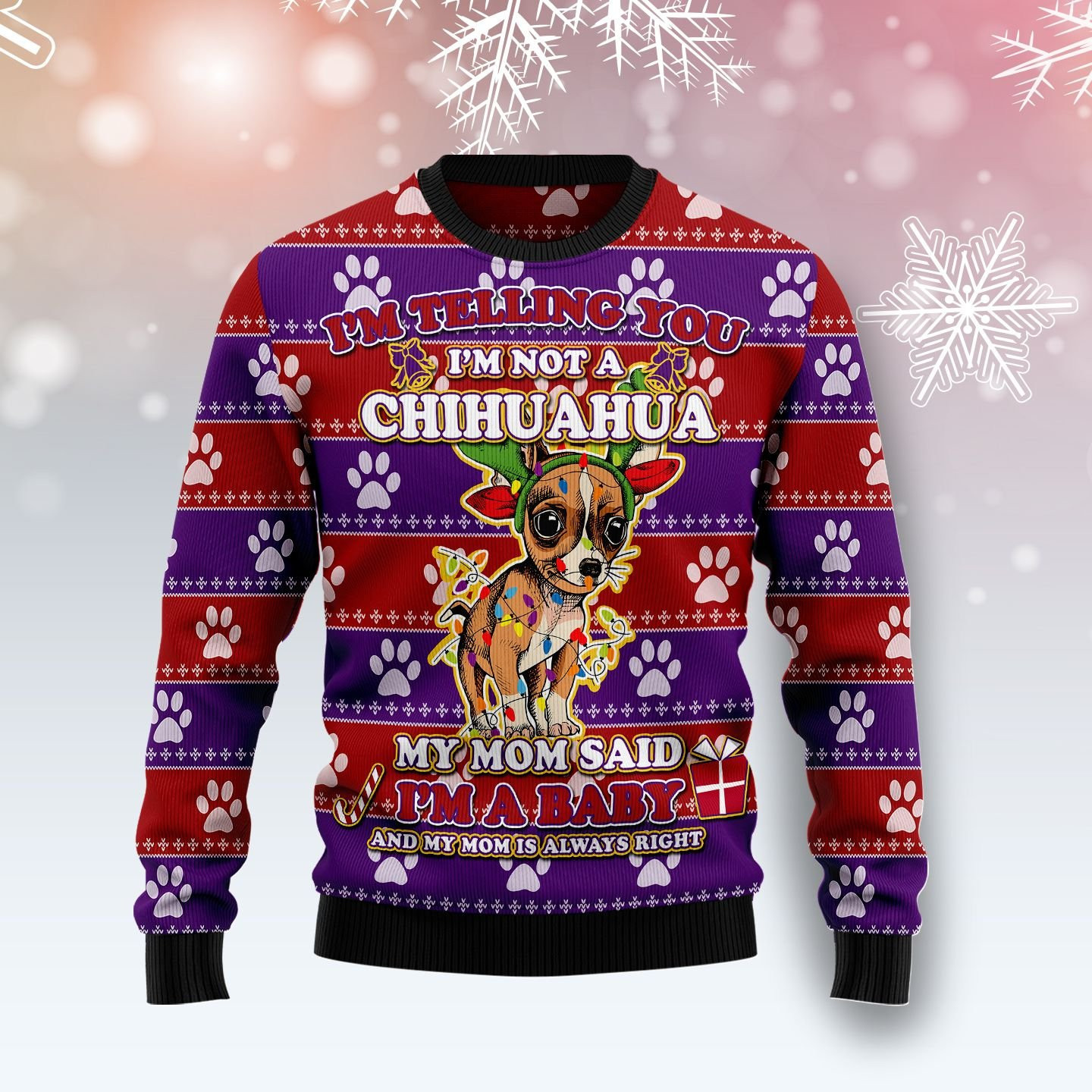 Chihuahua Baby Christmas Ugly Christmas Sweater Adult 3D Funny Matching for family