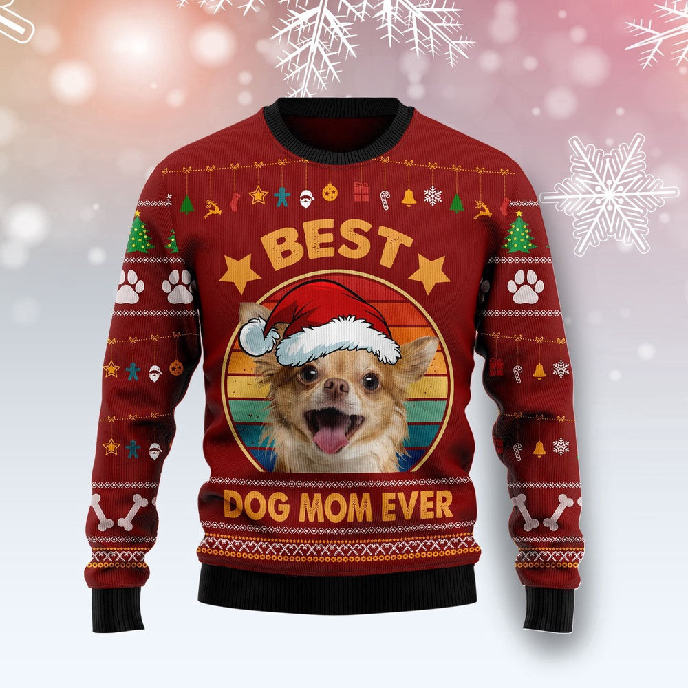 Chihuahua Best Dog Mom Ever Ugly Christmas Sweater Gift For Christmas
