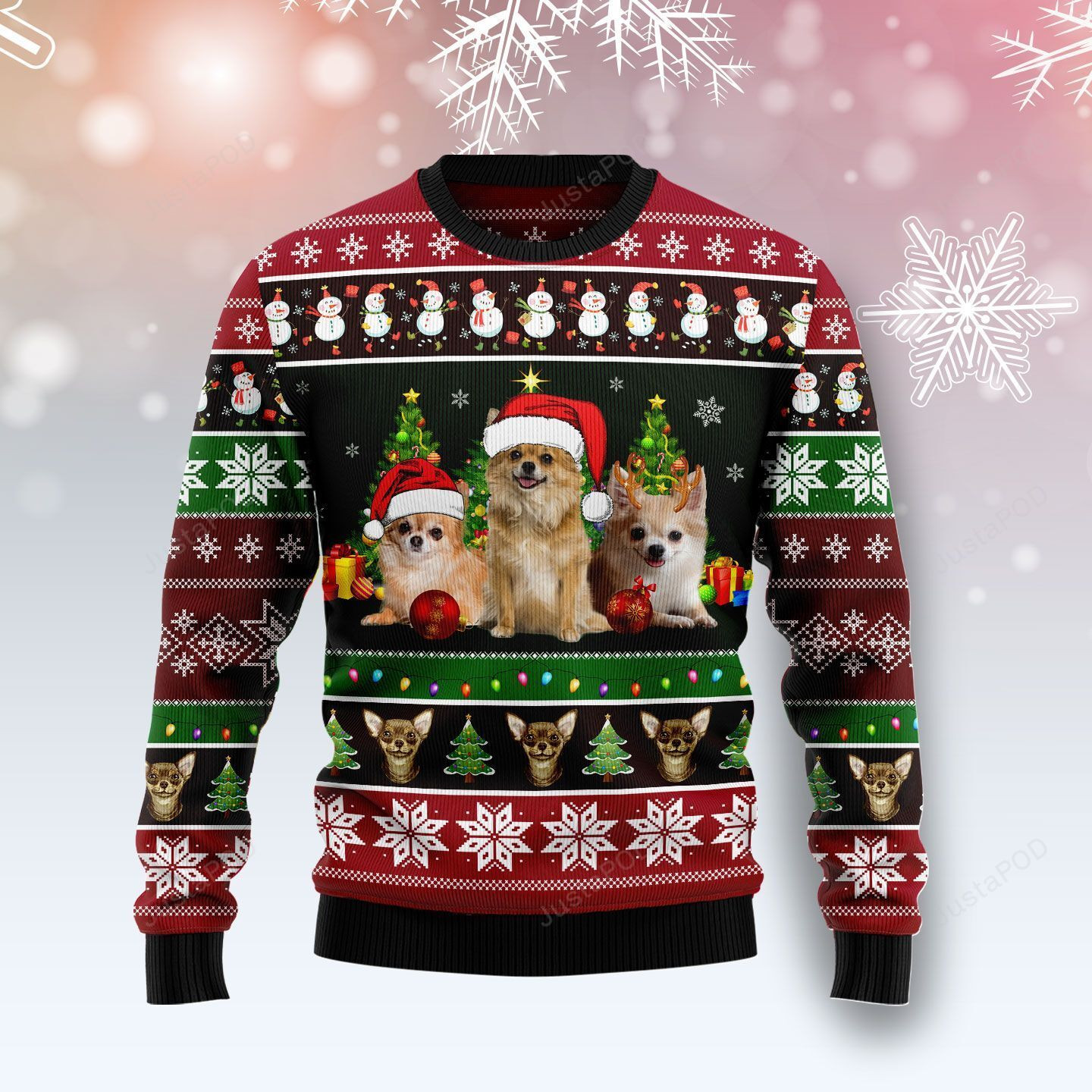 Chihuahua Group Beauty Ugly Christmas Sweater Adult 3D Funny Matching for family