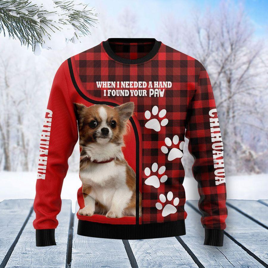 Chihuahua Paw Ugly Christmas Sweater Adult 3D Funny Matching for family