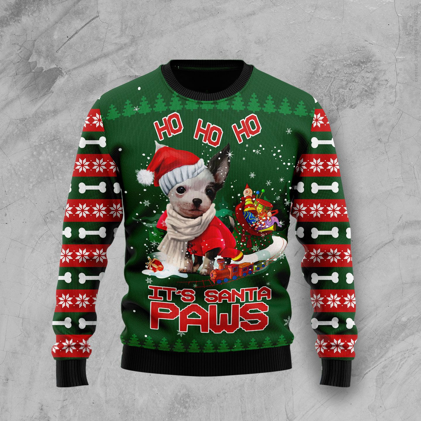 Chihuahua Santa Paws Ugly Christmas Sweater Adult 3D Funny Matching for family