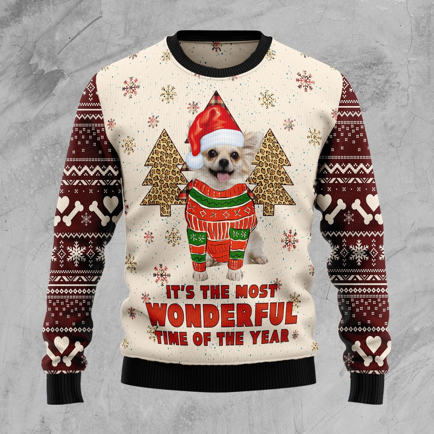 Chihuahua The Most Beautiful Time Ugly Christmas Sweater Adult 3D Funny Matching for family