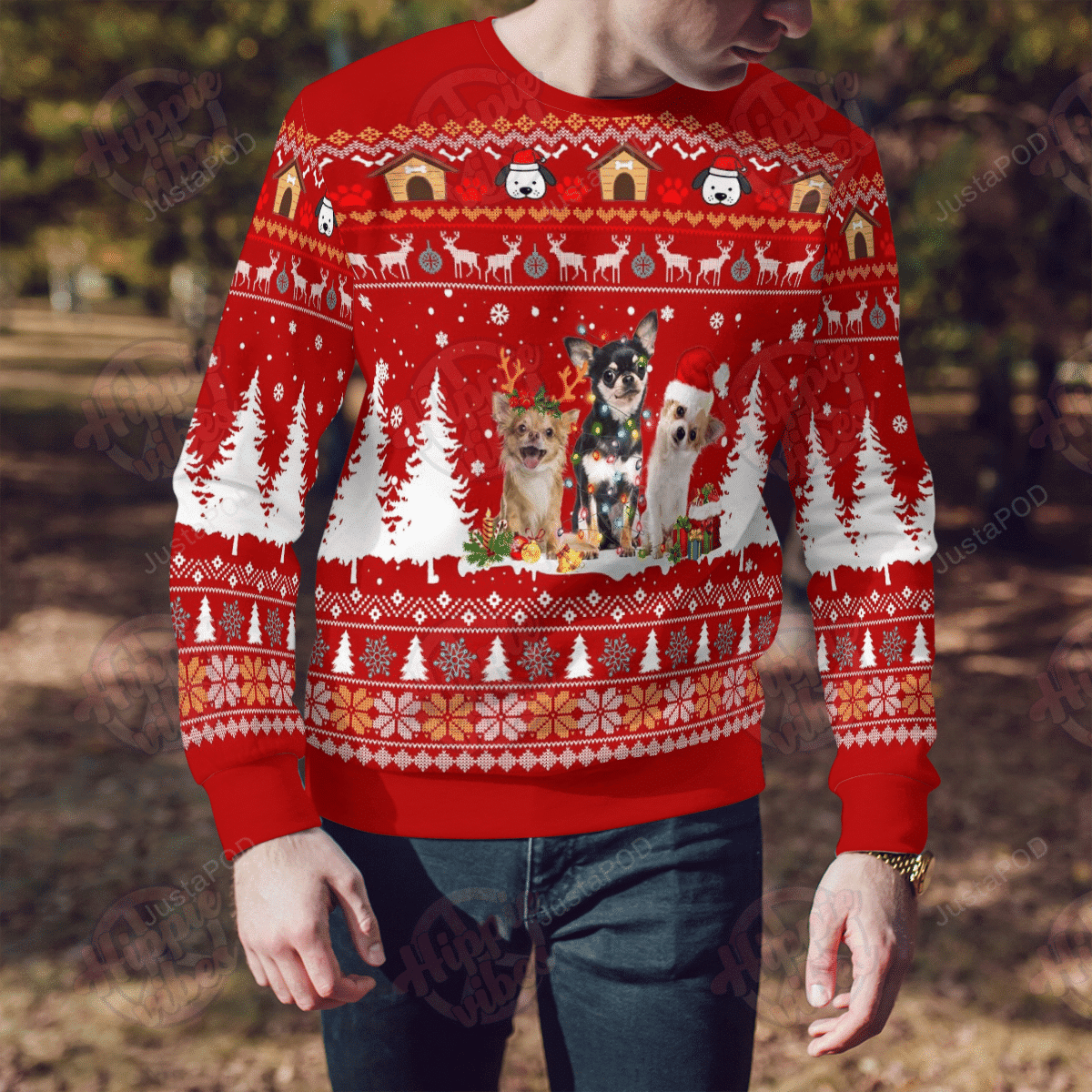 Chihuahua Ugly Christmas Sweater Adult 3D Funny Matching for family