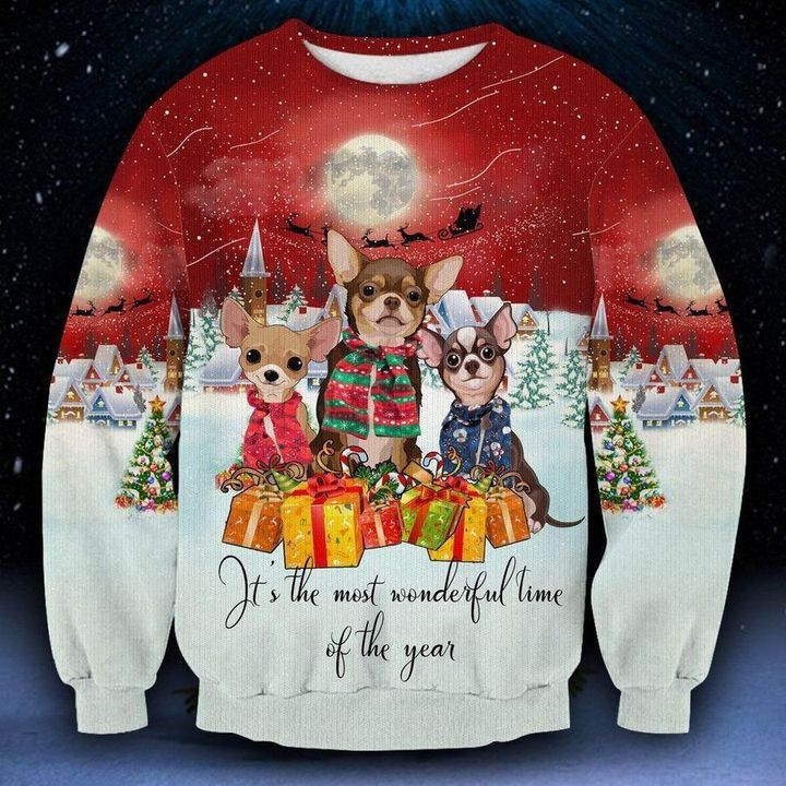 Chihuahua Ugly Christmas Sweater Adult 3D Funny Matching for family