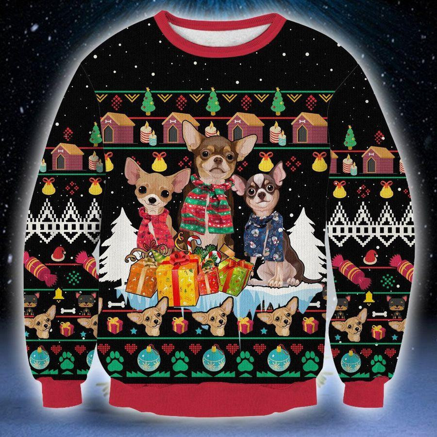 Chihuahua Ugly Christmas Sweater Adult 3D Funny Matching for family