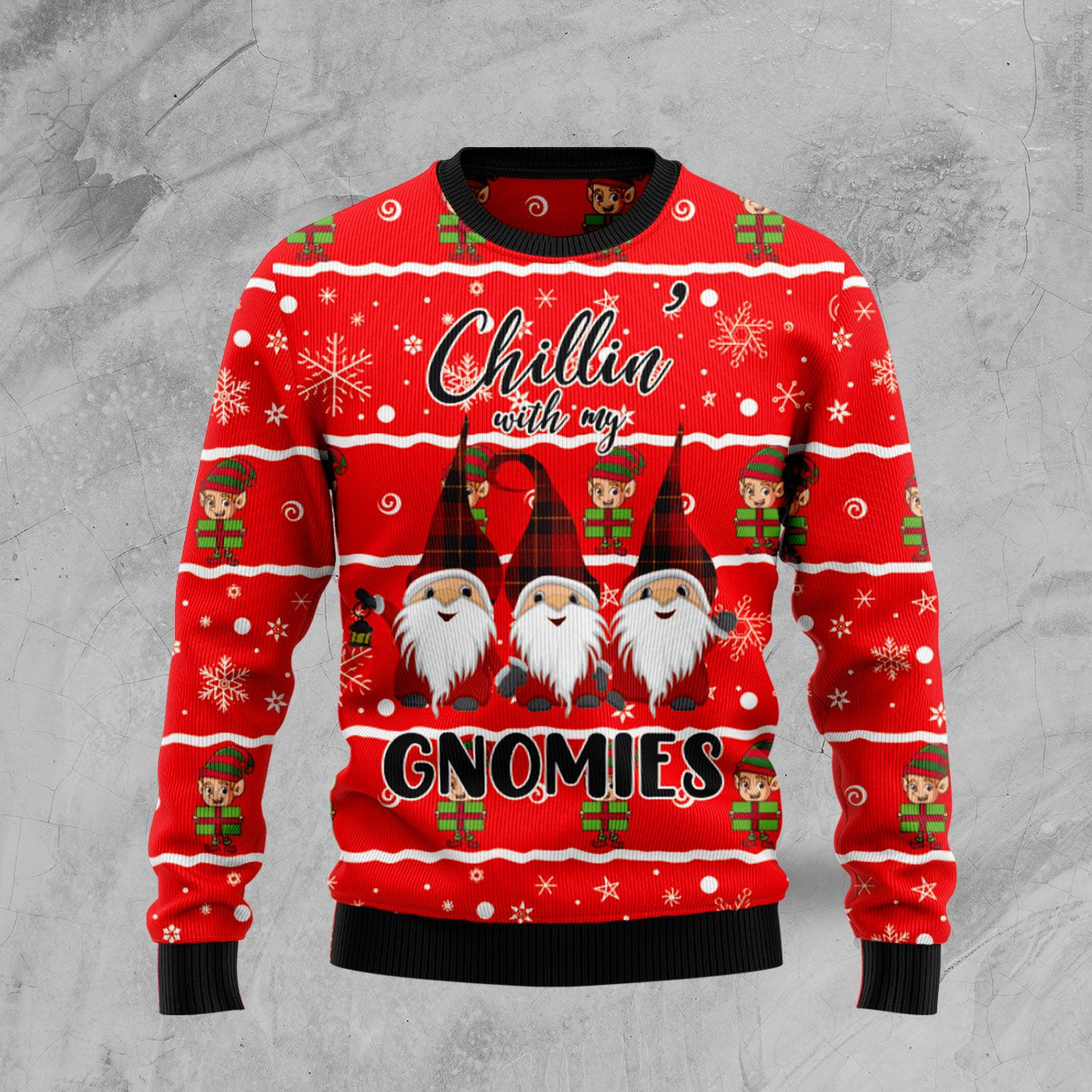 Chillin With My Gnomies Ugly Christmas Sweater Adult 3D Funny Matching for family