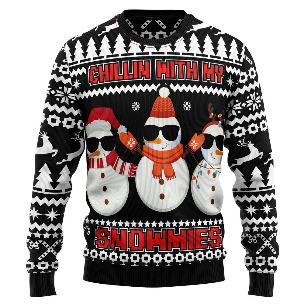 Chillin With My Snowmies Ugly Christmas Sweater Gift For Christmas