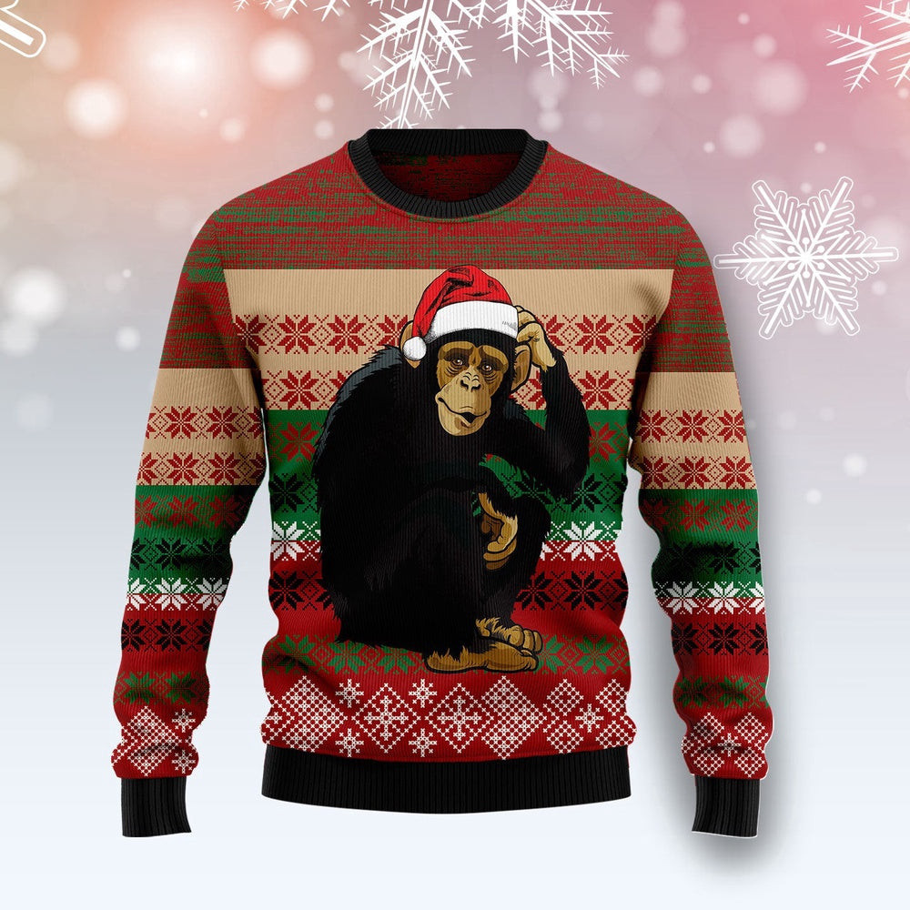 Chimpanzee Christmas Ugly Christmas Sweater Gift For Christmas