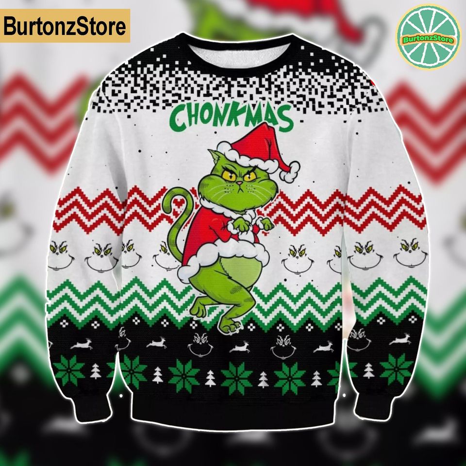 Chonkmas Ugly Christmas Sweater, Funny Green Hand Christmas