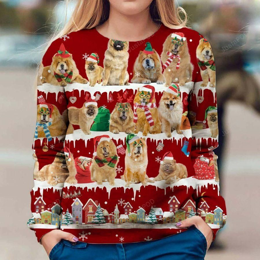 Chow Chow Dog Ugly Christmas Sweater Adult 3D Funny Matching for family