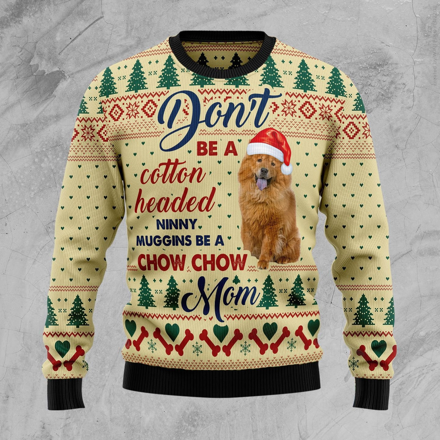 Chow Chow Mom Ugly Christmas Sweater Adult 3D Funny Matching for family