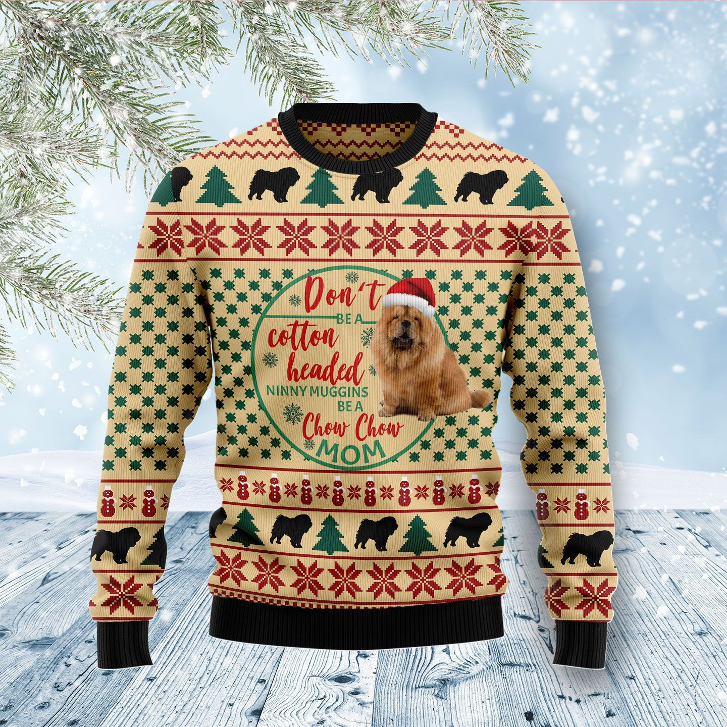 Chow Chow Mom Ugly Christmas Sweater Adult 3D Funny Matching for family