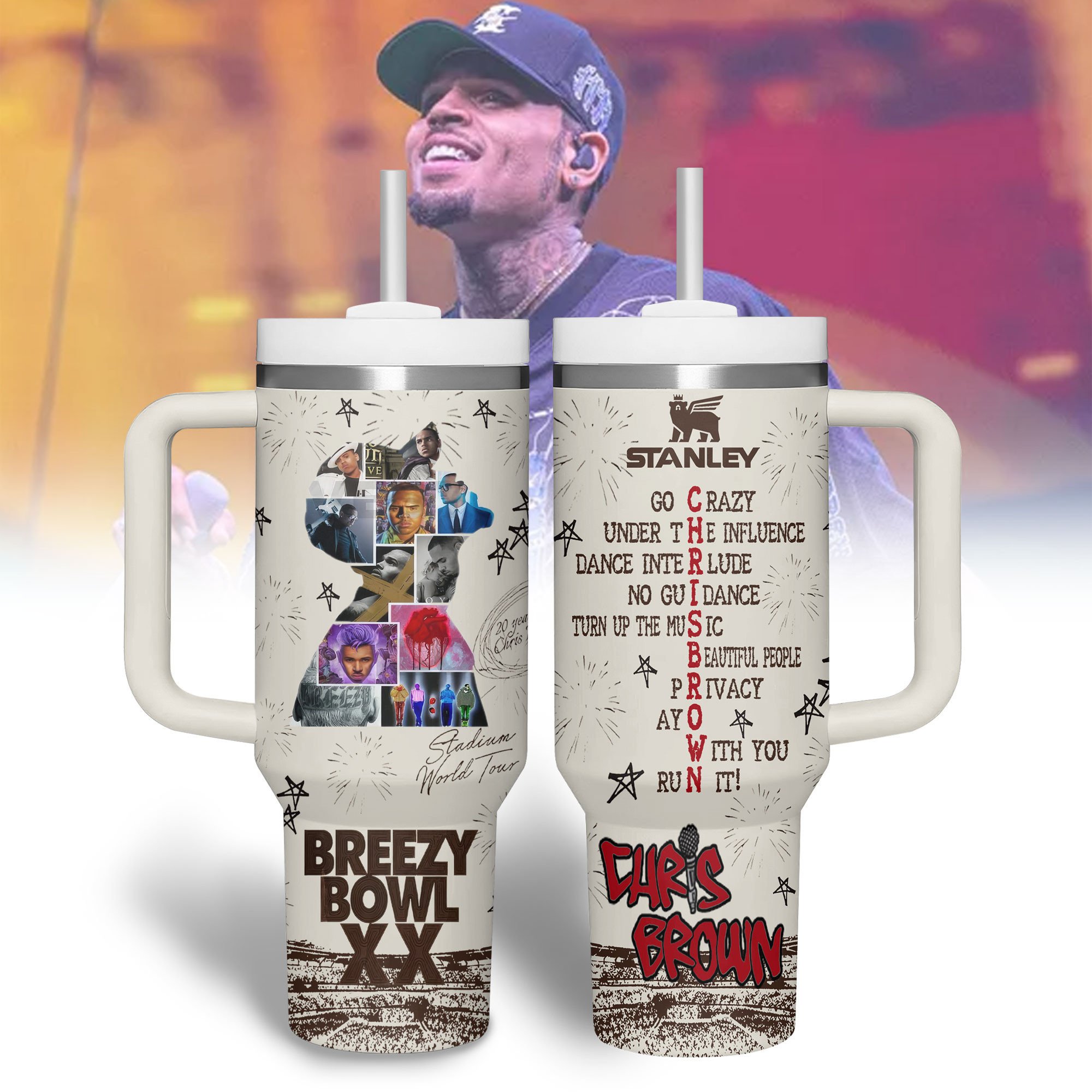 Chris Brown Music Custom Stanley Cup 40 oz 30 oz Tumbler With HandleTVC2301229